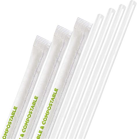 PLA Biodegradable Straws individual wraped Clear 环保玉米粒吸管